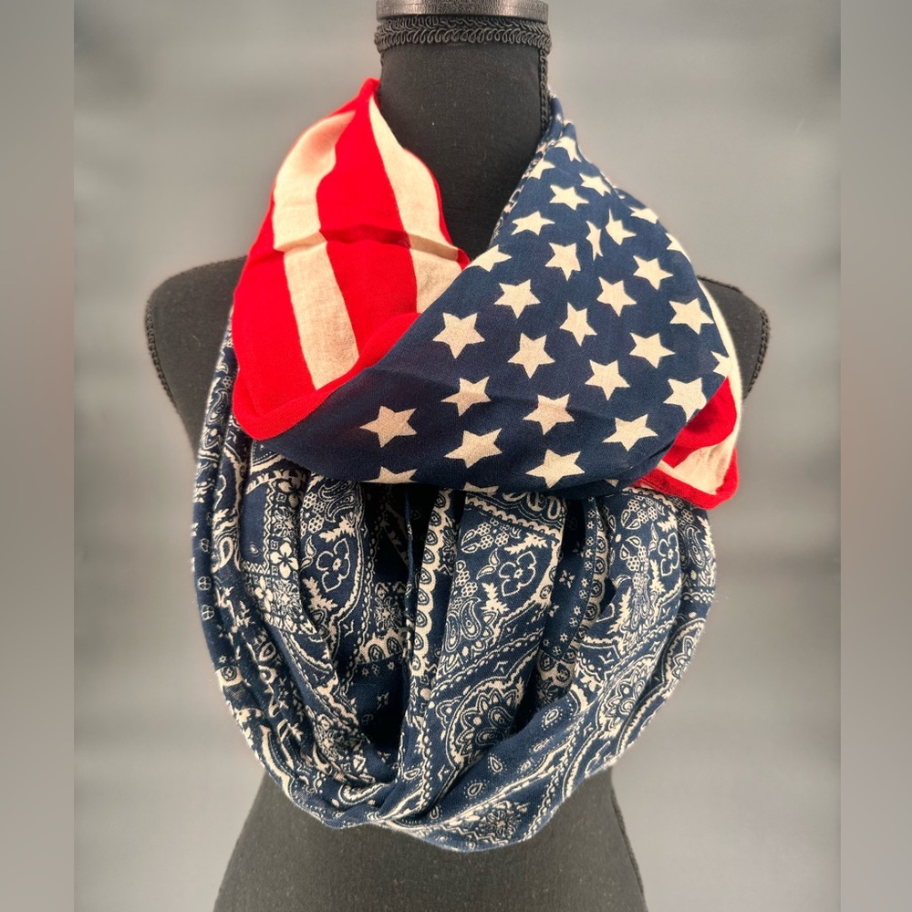 #82- Patriotic Infinity Scarf with Stars and Stripes